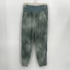 Athleta Nolinta Taper Slim Crop Pants Green Printed Travel Comfort 4